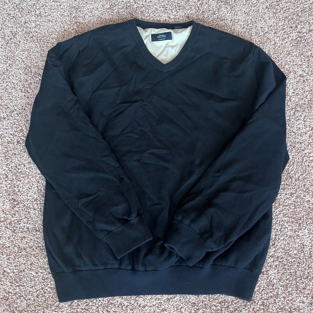 Vintage Y2K Callaway Golf Black V-Neck Pullover Sweater‎